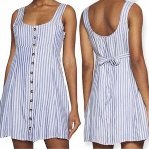 American Eagle Blue + White Button-Front Sundress